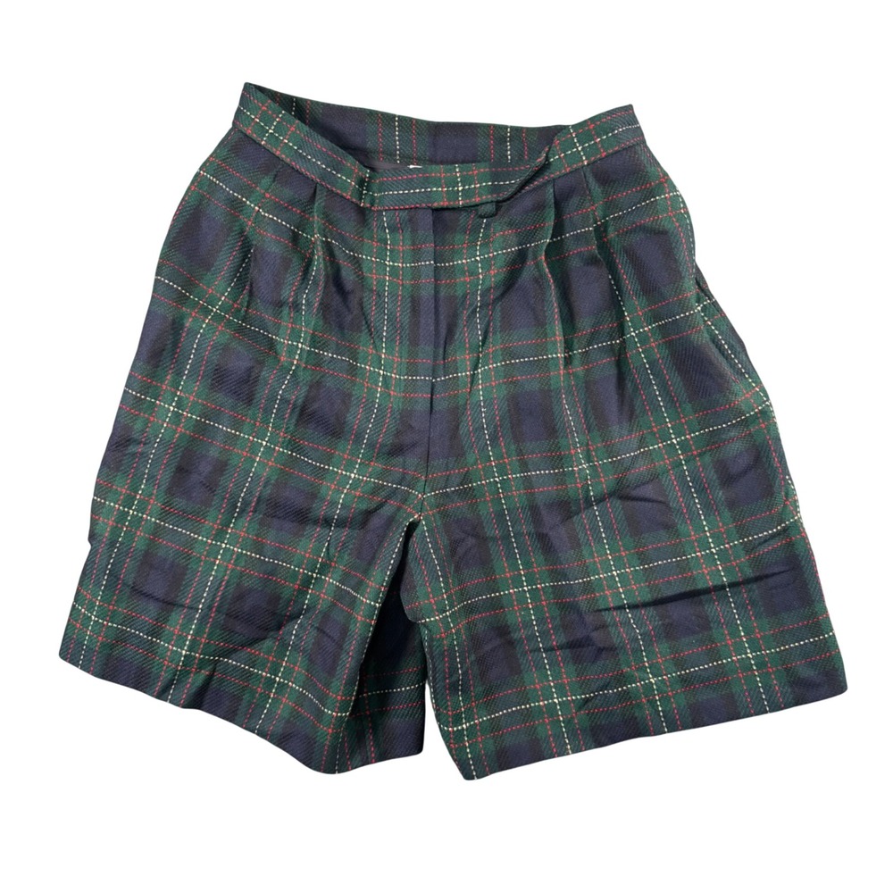 VTG Talbots High Rise Tartan Plaid Mom Shorts‎ Preppy Wool Blend 14P Old Money